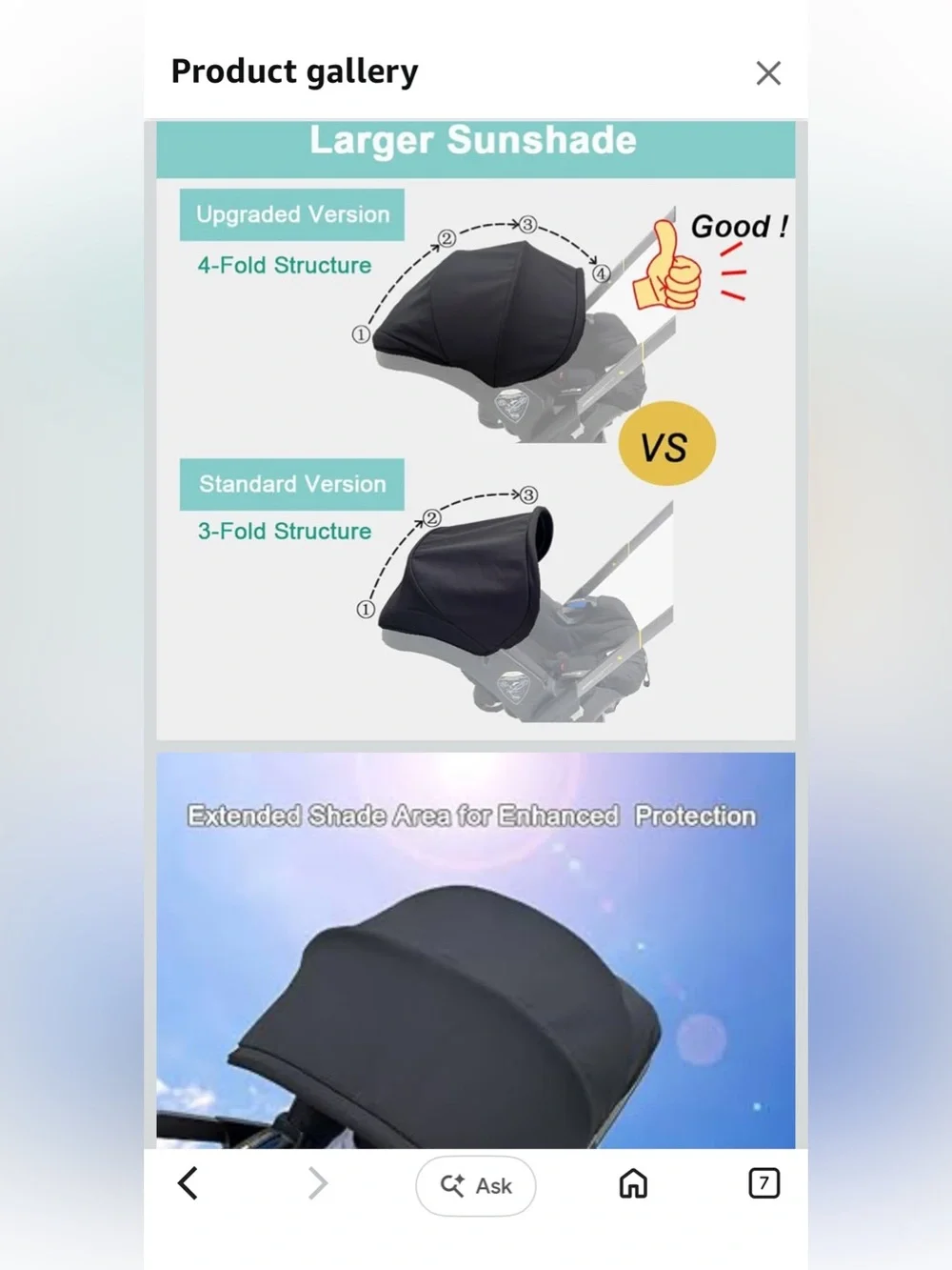 Replacement Canopy Compatible with Doonat and Doona i Car Seats & Strollers
